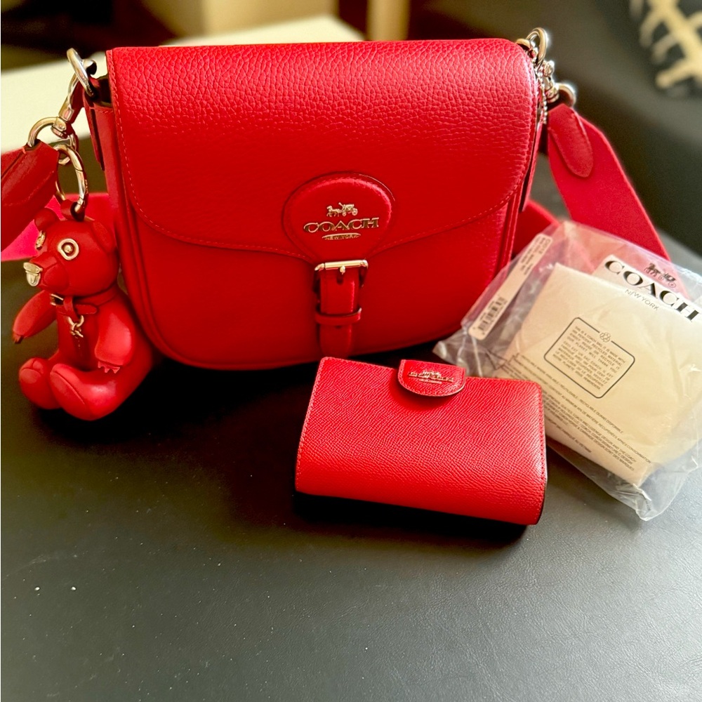 Coach Bag with Matching Wallet and Bear